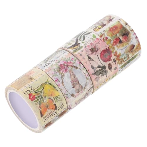 OSALADI 4 Rollen Retro Aufkleber Vintage Scrapbook Sticker Dekoratives Klebeband für Tagebuch Hand Account DIY Basteln Vielseitig Nutzbar für Planer Erinnerungsbuch Karten von OSALADI