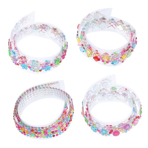 OSALADI 4 Rollen Selbstklebendes Acryl Strassband DIY Dekoband mit Bling Kristallsteinen für Basteln Schmucksteine Scrapbooking und Handwerk Langlebig Glitzernd Vielseitig Einsetzbar von OSALADI