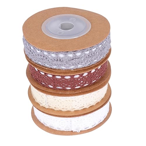 OSALADI 4 Rollen Selbstklebendes Baumwollband mit Spitzenmuster Dekoratives Verpackungsband für Diy Party und Büro Gemischte Farben von OSALADI