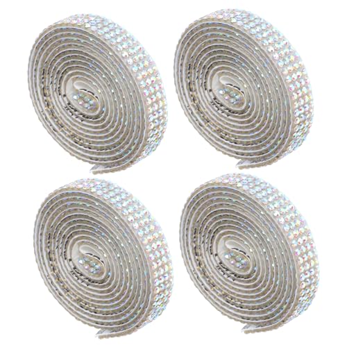 OSALADI 4 Rollen Selbstklebendes Strassband Reihen Ab Farbige Glitzerbänder Breit Rolle für DIY Schmuck Geschenkverpackung Kleidung und Bastelarbeiten von OSALADI
