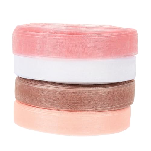 OSALADI 4 Rollen Transparente Chiffonbänder Dekorative Bänder Champagner und Silberbraun für Diy Bastelprojekte und Festliche Verpackungen von OSALADI