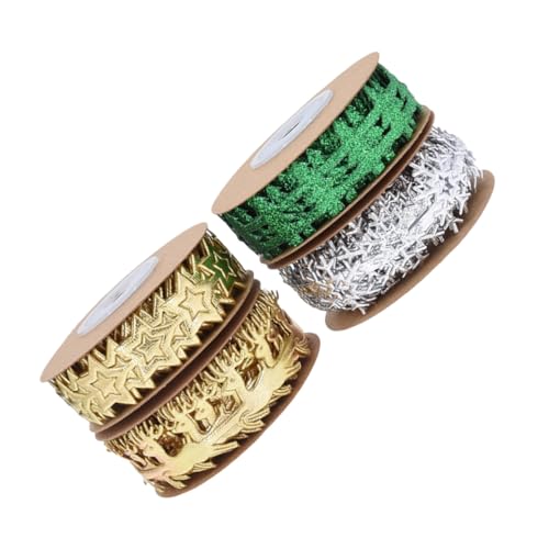 OSALADI 4 Rollen Weihnachtsband mit Geprägten Schneeflocken Rentiermuster Glitzerndes Dekoband für Geschenkverpackung DIY Kränze Weihnachtsbaum Festliche Bastelideen von OSALADI