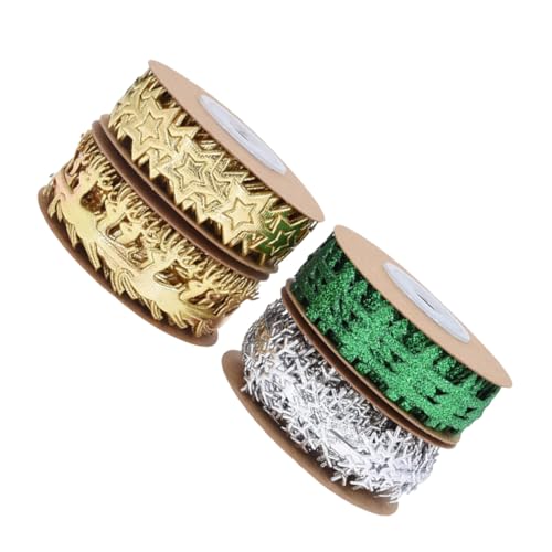 OSALADI 4 Rollen Weihnachtsband mit Glitzerrand Schneeflocken-dekoratives Geschenkband aus Robustem Stoff Formbares Glitzerndes Diy-band für Geschenkverpackungen Weihnachtskränze und OSALADI 4 Rollen Weihnachtsband mit Glitzerrand Schneeflocken-dekoratives Geschenkband aus Robustem Stoff Formbares Glitzerndes Diy-band für Geschenkverpackungen Weihnachtskränze und von OSALADI