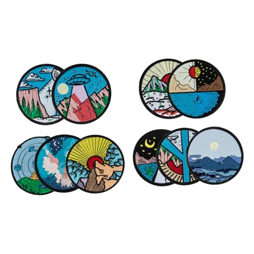OSALADI 4 Sätze Aufbügelbare Stickerei Patches Für Rucksäcke Und Kleidung Diy Dekoration Mit Landschaftsmotiv Für Kreative Projekte Und Bastelarbeiten 10 Stück * 4 von OSALADI