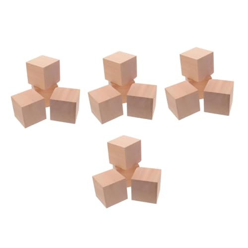 OSALADI 4 Sätze Blöcke Name Unvollendet Malerei Farbig Rohlinge Für Projekte Holzdekoration Holzhandwerk Leere Holzwürfel Leere Holzklötze Holzblock Unfertige Holzwürfel 4 Stück * 4 von OSALADI