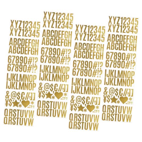 OSALADI 4 Sätze Diy Buchstaben Aufkleber Goldfolie Selbstklebend Alphabet Zahlen Sticker für Scrapbooking Handwerk Dekoration von OSALADI
