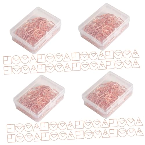 OSALADI 4 Sätze Elektropapierstift Papierclips Farbe Mini Süße Büroklammern Sortiert Geformt Dekorative Papierklammern Dekorative Büroklammern Büro Büroklammern Eisen Roségold 60 Stück * 4 von OSALADI