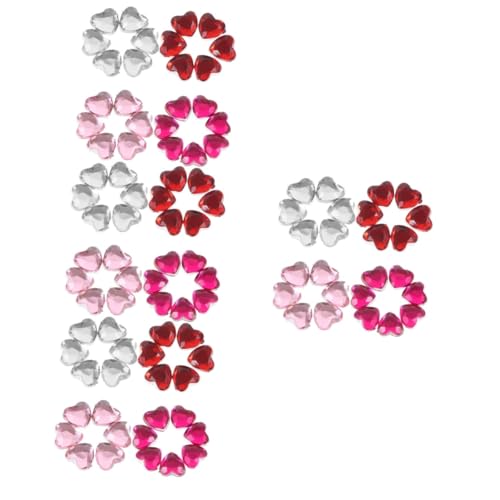 OSALADI 4 Sätze Herzförmige Acryl Strasssteine Flachrückseitige Dekosteine Für Diy Handwerk Hochzeitsdekoration Für Handyhüllen Scrapbooking Schmuck Und Mehr 400 Stück * 4 von OSALADI