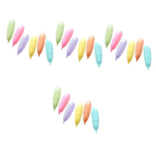 OSALADI 4 Sätze Highlighter Bananenmalerei Pinsel Färbung Pastell Markierungen Waschbar Helle Highlighter Kleiner Textmarker Farbschwerer Mini-marker Mini Highlighter Abs 6 Stück * 4 von OSALADI