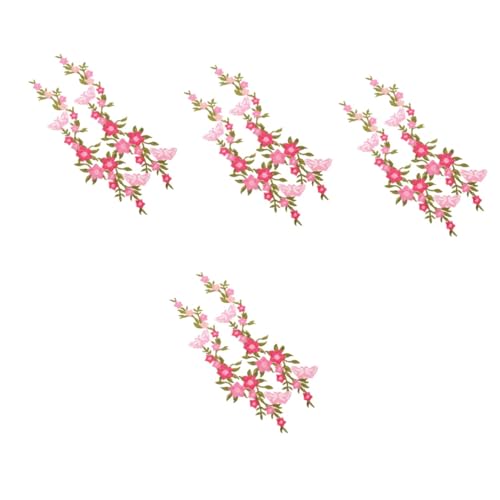 OSALADI 4 Sätze Stickerei Patches Für Kleidung Applikationen Zum Aufbügeln Rosa Blumen Flicken Für Jeans Taschen Und Diy Bastelprojekte 2 Stück * 4 von OSALADI