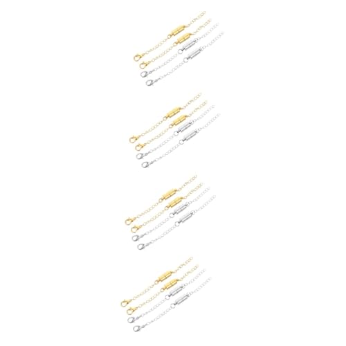 OSALADI 4 Sätze Teiliges Magnetische Kettenverlängerungen Mit Verschluss Magnetischer Schmuckverschluss Für Diy Armbänder Und Anklets Gold Und Weiß 4 Stück * 4 von OSALADI