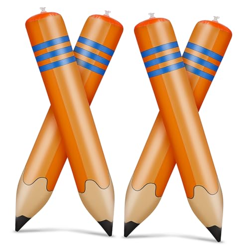 OSALADI 4 Stück Aufblasbarer Jumbo Bleistift PVC Riesen Buntstift Ballon Schnelle Befüllung Kinderfreundliche Dekoration für Schulanfang Party Klassenzimmer Zufällige Zufällige Farbe von OSALADI