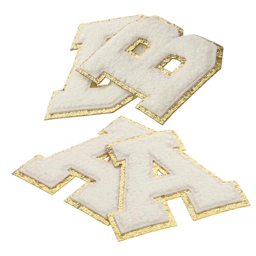 OSALADI 4 Stück Bestickte Bügelbuchstaben Patches mit Goldenem Glitzerrand DIY Aufnäher für Kleidung Rucksäcke Schuhe Vielseitig zum Aufbügeln und Reparieren Weiß OSALADI 4 Stück Bestickte Bügelbuchstaben Patches mit Goldenem Glitzerrand DIY Aufnäher für Kleidung Rucksäcke Schuhe Vielseitig zum Aufbügeln und Reparieren Weiß von OSALADI