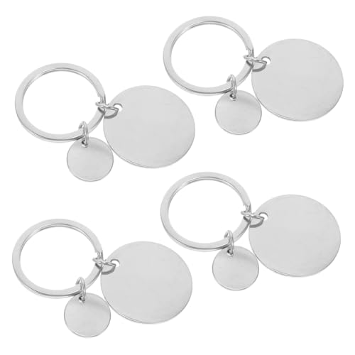 OSALADI 4 Stück Blanko Anhänger Runde Stempel Tags für Diy Schlüsselanhänger Metallschmuck Dekorationen Glatte Oberfläche Vielseitig Rostfrei Bastelprojekte von OSALADI