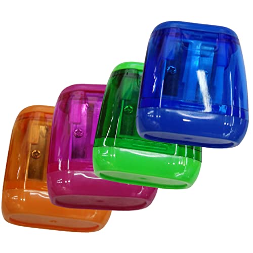 OSALADI 4 Stück Bunte Hand Bleistiftspitzer für Manuelle Doppelte Löcher für Schule Büro und Zuhause Perfektes Anspitzen für Verschiedene Bleistiftformen von OSALADI