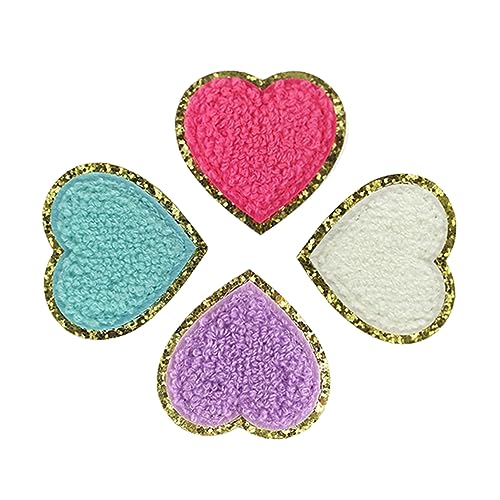 OSALADI 4 Stück Dekorative Herz Patches Vielseitige Aufnäher für Kleidung Taschen und Hüte zum Verzieren und Reparieren Farben Zufällig Zufällige Farbe von OSALADI