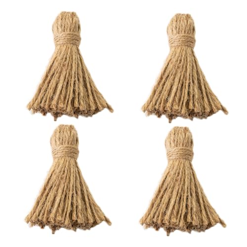 OSALADI 4 Stück Hanfseil Quasten Dekorationen Jute weihnachtsdeko dekoration weihnachten DIY Anhänger im böhmischen Stil DIY-Kunsthandwerk-Herstellungsmaterial natürliche Schnur Khaki von OSALADI