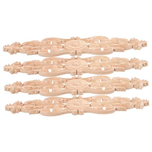 OSALADI 4 Stück Holzgeschnitzte Möbelapplikation Stabile Holzornamente für Türen Schränke DIY Dekoration Naturbelassen zum Bemalen OSALADI 4 Stück Holzgeschnitzte Möbelapplikation Stabile Holzornamente für Türen Schränke DIY Dekoration Naturbelassen zum Bemalen von OSALADI