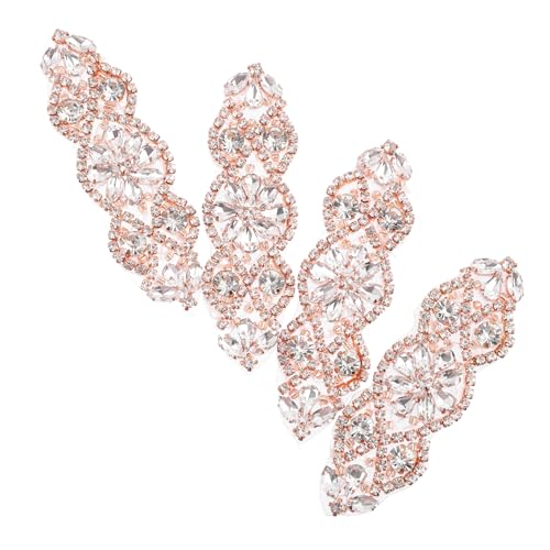 OSALADI 4 Stück Strass Applikationen für Brautkleider Diy Rhinestone Patches für Hochzeitsgürtel Handgefertigte Applikationen Roségold für Kreative Hochzeitsdekorationen von OSALADI