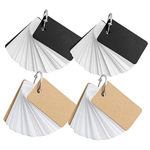 OSALADI 4 Stück Teiliges Blanko Karteikarten Notizhefte mit Kraftpapier und Schwarzem Umschlag Tragbare Lernkarten mit Ringbindung Praktische Pocket Notepads für Schüler Büro Reisen und OSALADI 4 Stück Teiliges Blanko Karteikarten Notizhefte mit Kraftpapier und Schwarzem Umschlag Tragbare Lernkarten mit Ringbindung Praktische Pocket Notepads für Schüler Büro Reisen und von OSALADI
