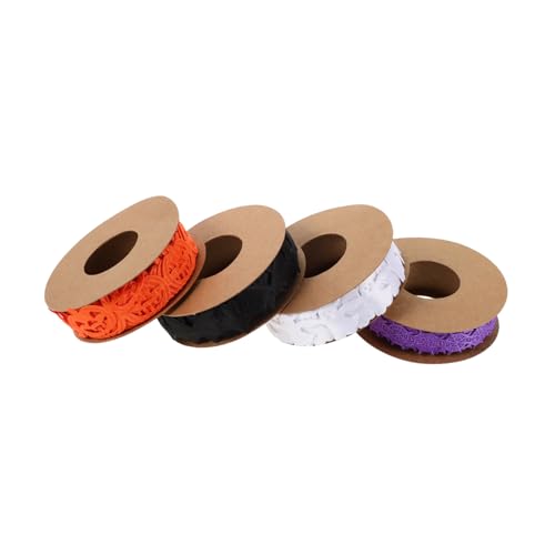 OSALADI 4 Stück Teiliges Halloween Dekorationsband Set mit Geprägten Fledermaus Geist Kürbis und Spinnennetz Motiven Vielseitiges Bastelband für DIY Kränze Geschenkverpackung und OSALADI 4 Stück Teiliges Halloween Dekorationsband Set mit Geprägten Fledermaus Geist Kürbis und Spinnennetz Motiven Vielseitiges Bastelband für DIY Kränze Geschenkverpackung und von OSALADI