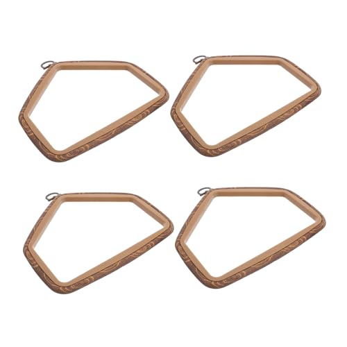 OSALADI 4 Stück Teiliges Hausform aus Holzimitat Runde Stickrahmen für DIY Kreuzstich Präzises Sticken Kreative Wanddekoration zum Aufhängen für Handarbeitsprojekte von OSALADI