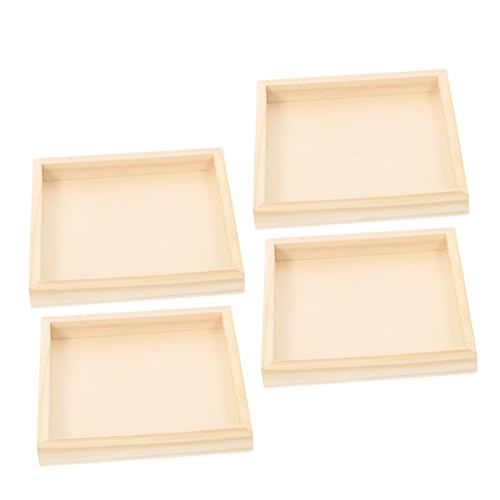 OSALADI 4 Stück Teiliges Holztablett für Puzzle Organizer Stabile Quadratische Aufbewahrungs Sortiertrays für Bausteine Robustes Naturholz als Praktisches Zubehör von OSALADI