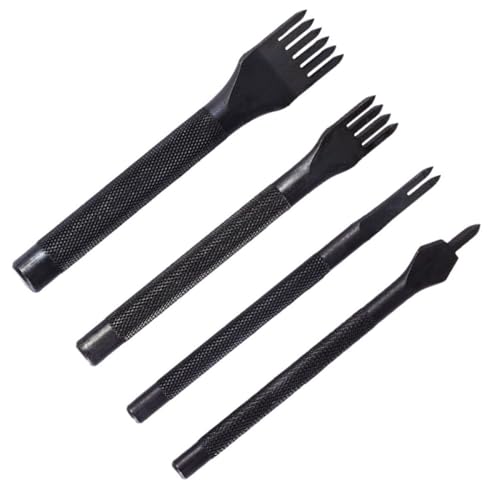 OSALADI 4 Stück Teiliges Leder Lochstanzen Set Hochlegiertem Diy Lederwerkzeug mit Verschiedenen Zahnkonfigurationen Zähne Zähne für Einfaches Stanzen und Nähen von OSALADI