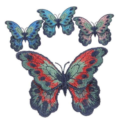 OSALADI 4 Stück Teiliges Schmetterling Bügelflicken Bunte Doppellagige Stickerei Patches zum Aufbügeln für Kleidung DIY Dekoration Hautfreundlich Langlebig für Jacken Pullover und Taschen von OSALADI