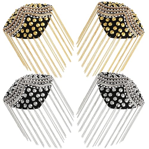 OSALADI 4 Stück Teiliges Schulterklappen mit Quaste und Strass für Männer und Frauen Uniform Epauletten für Kostüme für Besondere Anlässe und Outfits von OSALADI