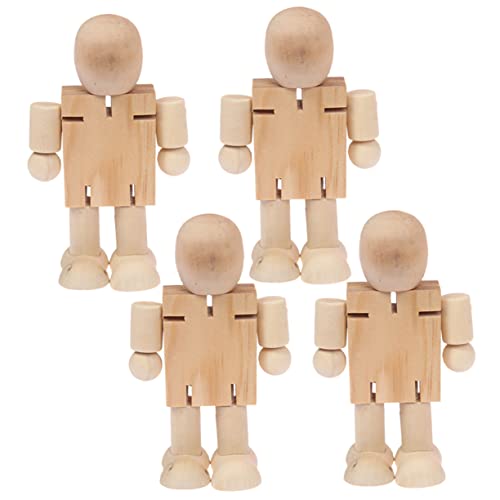 OSALADI 4 Stück Teiliges Unfertige Holzfiguren für DIY Malerei Dekorative Puppen für Tisch Regal Kinderzimmer Pädagogisches Kreativität von OSALADI