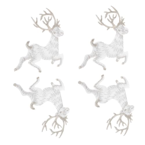 OSALADI 4 Stück Teiliges Weihnachts Patch Dekorative Applikation mit Gesticktem Rentier für DIY Projekte für Kleidung Taschen und von OSALADI