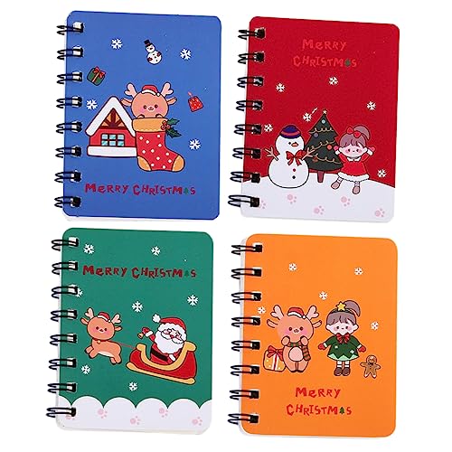 OSALADI 4 Stück Weihnachtsnotizblöcke Tragbare Spiralnotizbücher für Schule und Büro Format Blau Grün Gelb und Rot für Notizen und Planungen von OSALADI
