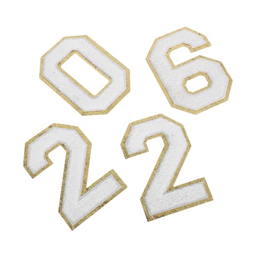 OSALADI 4 Stück Weiße Chenille-zahlen Patches mit Goldenem Rand zum Aufbügeln Bestickte Polyester Applikationen für DIY Kleidung Hüte Rucksäcke für Sportteams und Abschlussoutfits OSALADI 4 Stück Weiße Chenille-zahlen Patches mit Goldenem Rand zum Aufbügeln Bestickte Polyester Applikationen für DIY Kleidung Hüte Rucksäcke für Sportteams und Abschlussoutfits von OSALADI