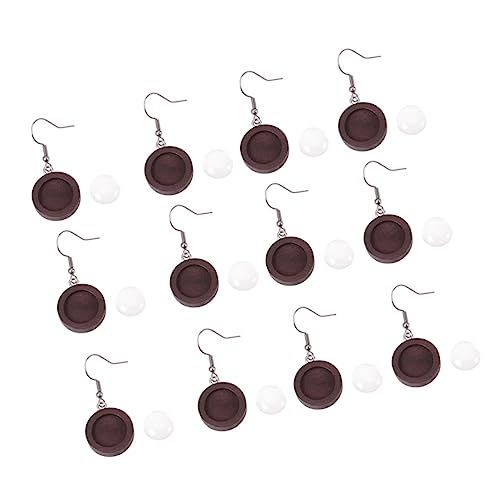 OSALADI 40 Stück DIY Ohrringe Zubehör Teiliges Holz und Ohrhaken und Runde Cabochon Basen für Schmuckherstellung und Basteln Dunkelkaffee von OSALADI