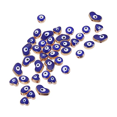 OSALADI 40 Stück DIY Schmuckperlen mit Türkischem Auge Runde Herzförmige Charms Blaues Glasperlen Material für Armbänder Halsketten Basteln Schmuckherstellung Zubehör von OSALADI