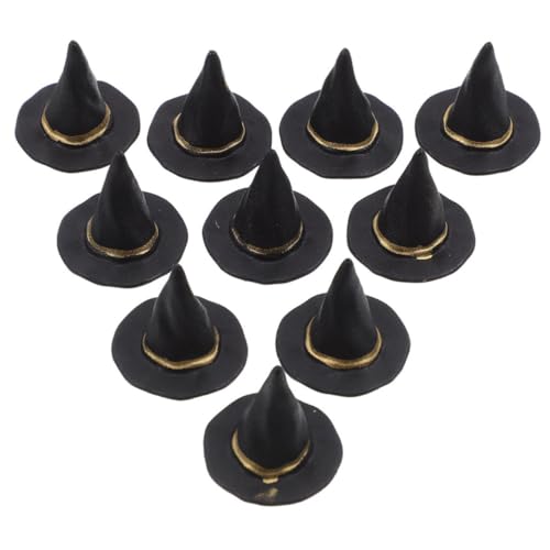 OSALADI 40 Stück Mini Hexenhüte aus Schwarzem Kunststoff Robuste Halloween Deko für DIY Bastelarbeiten Miniatur Hexenhut für Puppenhaus Vielseitige Mini Hüte für Party und Festdekoration von OSALADI