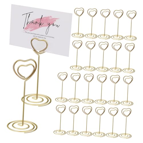 OSALADI 40 Stück Teilig Herzförmige Metall Kartenhalter Tischkartenhalter Sicherer Halt Kompakte Elegante Tischnummernhalter Für Hochzeit Jubiläum Party Dekoration von OSALADI