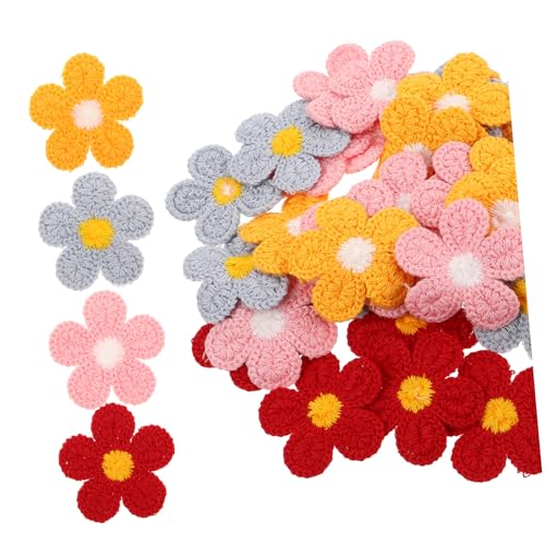 OSALADI 40 Stück Teiliges Bestickte Blumen Patches zum Aufnähen Bunte Applikationen in Rot Gelb Blau für Kleidung Rucksäcke Hüte DIY Accessoires Vielseitig zum Reparieren und Dekorieren von OSALADI
