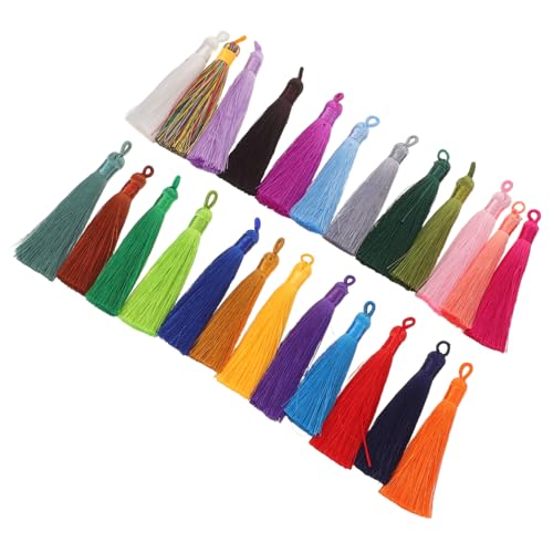 OSALADI 40 Stück Teiliges Bunte Polyester Quasten mit Aufhängeöse Weiche Ethno-troddeln für DIY Schmuck Schlüsselanhänger Taschenanhänger Lesezeichen und Dekorative Accessoires von OSALADI