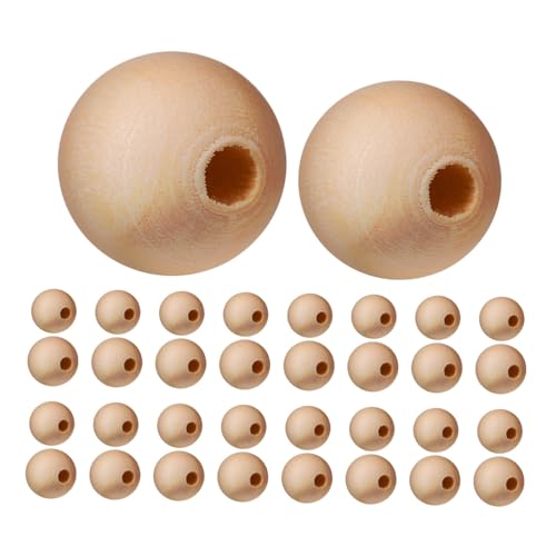 OSALADI 400 Stück Handbestickt unfertige Holzperlen handgefertigte lose Perlen dekorative Holzkugeln lose Holzperlen unfertige runde dekorative Perlen hölzern Beige von OSALADI
