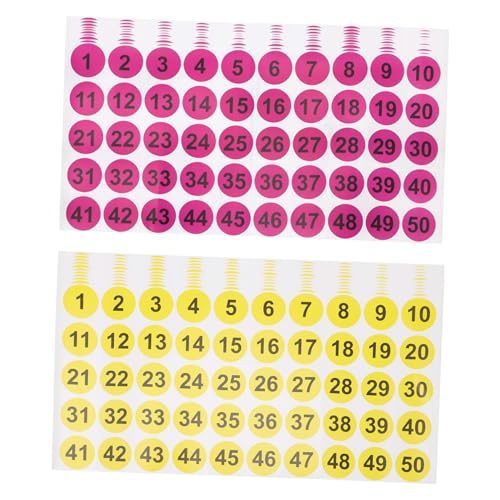 OSALADI 42 Blatt Bunte Selbstklebende Runde Zahlenaufkleber in Rot Blau Grün Gelb Orange Violett Rosa Ablösbar zum Beschriften und Organisieren für Haushalt Büro und Schule von OSALADI