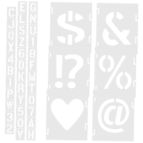 OSALADI 42 Stück Malvorlage Buchstabenschablonen groß Vinyl Buchstaben-Zahlen-Schablonen Schablonenbuchstaben Alphabet Malschablonen aus Kunststoff Sprühfarbe Schablone das Haustier Weiß von OSALADI