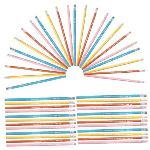 OSALADI 48 Stück Holzstifte mit Radiergummi Ergonomisches Design Schreibstifte für Zeichnungen und Skizzen Lebendigen Stifte von OSALADI
