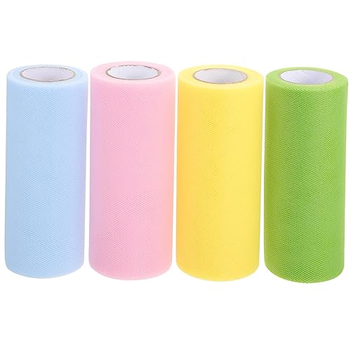 OSALADI 4Rollen DIY Tüllband Farben Schneidbares Tüllgewebe für Hochzeitsdekoration Geschenkschleifen und Bastelprojekte Langlebiges Hochwertiges von OSALADI