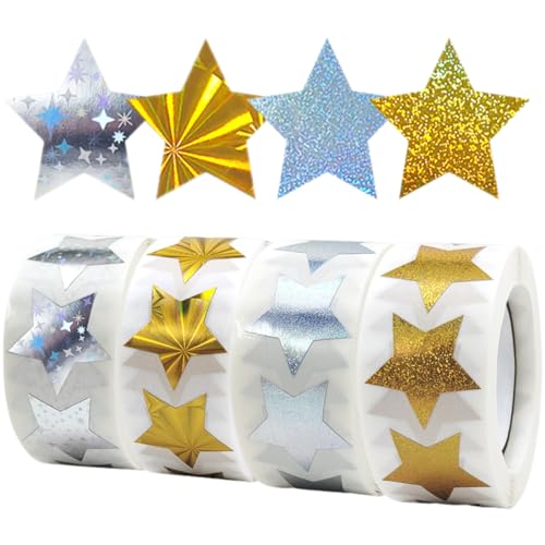 OSALADI 4Rollen Selbstklebende Sternaufkleber Geschenkverpackungsaufkleber für Abziehbilder für Schule Kindergarten und Kreative Dekoration OSALADI 4Rollen Selbstklebende Sternaufkleber Geschenkverpackungsaufkleber für Abziehbilder für Schule Kindergarten und Kreative Dekoration von OSALADI