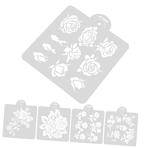 OSALADI 5 Blätter Wiederverwendbare Rosen Schablonen Pet für Malerei Diy Projekte Bastelbedarf Leicht und für Scrapbooking und Heimdekoration von OSALADI