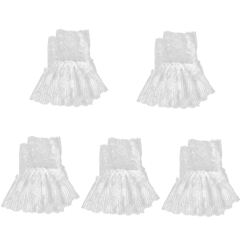 OSALADI 5 Paare Abnehmbare Puffärmel für Brautkleider Handgelenk Chiffon mit Spitze Weiß als Modisches Accessoire für Hochzeiten und Festliche Anlässe von OSALADI