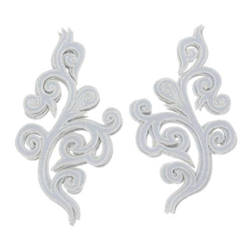 OSALADI 5 Paare Barock Stickerei Applikation Wolkenförmige Bügelflicken zum Aufnähen für Hochzeitskleider Cheongsam Kleider Schuhe Bühnenkostüme Verzierungen Silber von OSALADI