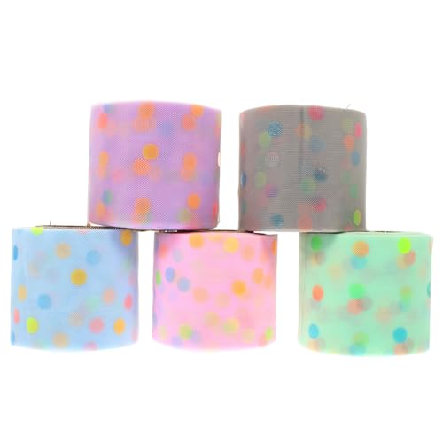 OSALADI 5 Rollen DIY Geschenkband aus Polyester Bunt Gepunktete Organza schleifenbänder für Geschenkverpackung Partydeko Haarschmuck Vielseitig und Leicht Zuschneidbar von OSALADI